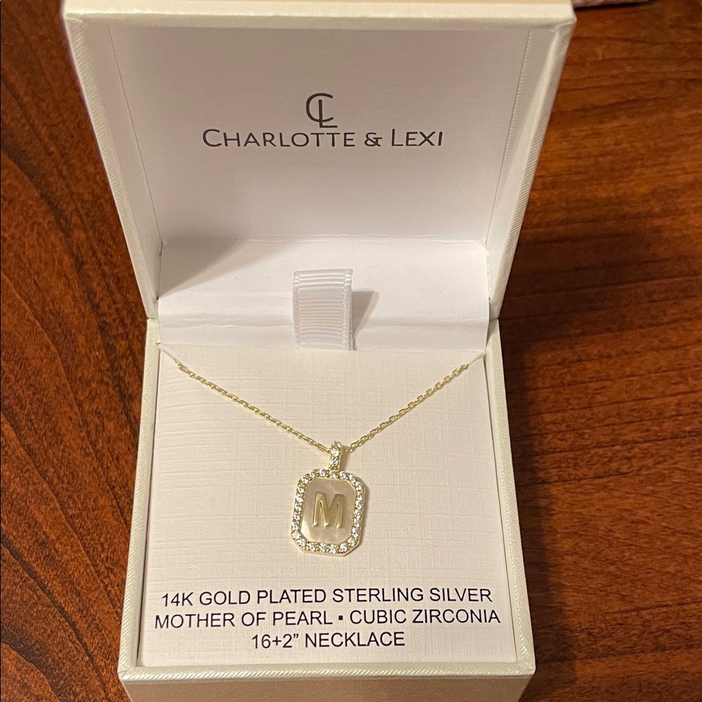 14K Gold Plated Sterling Silver Necklace with Cubic Zirconia 16+2“
